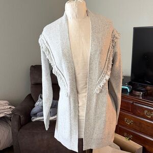 White House Black Market Gray Fringe Cardigan